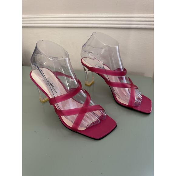 Vintage Shoes - Vintage Sacha London Hot Pink Jelly Lucite‎ Heel Y2K Sz 7.5